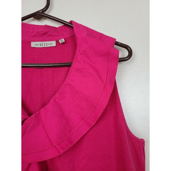 Nexx New York Womens Top Size Large Pink Sleeveless Ruffle Neck Blouse Casual - Picture 3 of 9